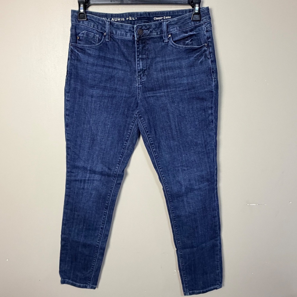 Laurie Felt Women Jeans 10 Blue Classic Denim Stretch Skinny Dark Wash Logo